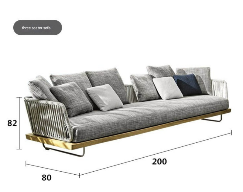 Modern Teak Ribbon Rattan Outdoor Sofa Set – Outdoor Garden Lounge Set – Custom Made