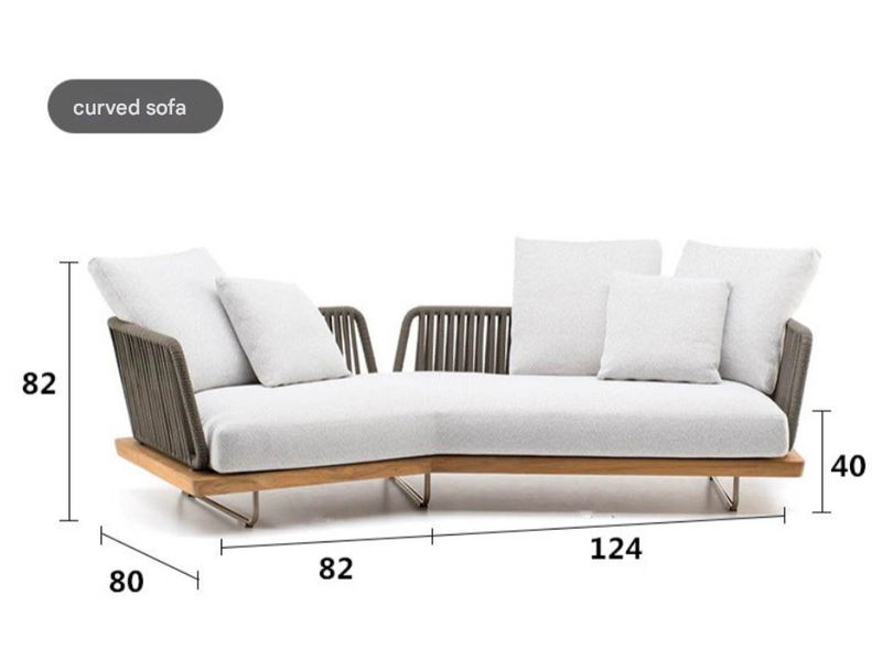Modern Teak Ribbon Rattan Outdoor Sofa Set – Outdoor Garden Lounge Set – Custom Made