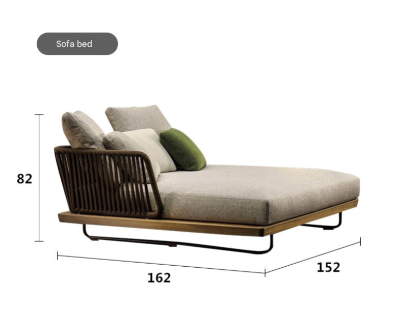 Modern Teak Ribbon Rattan Outdoor Sofa Set – Outdoor Garden Lounge Set – Custom Made