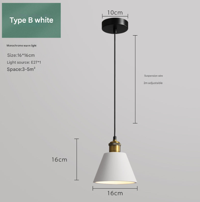 Nordic Industrial Style Three-head Restaurant Chandelier Macaron Simple Dining Table Bar Chandelier Bedroom Bedside Small Chandelier