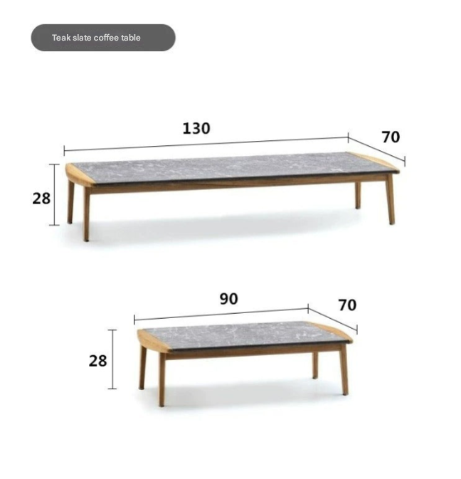 Modern Teak Ribbon Rattan Outdoor Sofa Set – Outdoor Garden Lounge Set – Custom Made