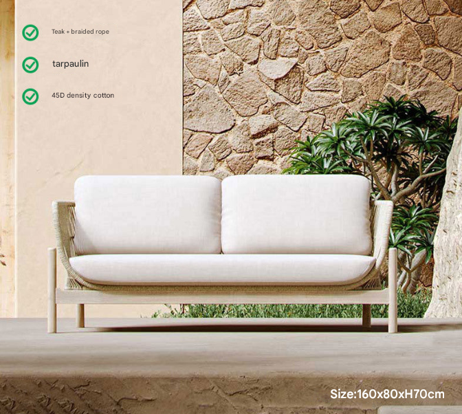 Nordic Teak Rope Outdoor Sofa Set – Outdoor Sofa Set with Coffee Table – Custom Made