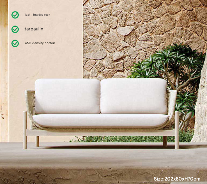 Nordic Teak Rope Outdoor Sofa Set – Outdoor Sofa Set with Coffee Table – Custom Made