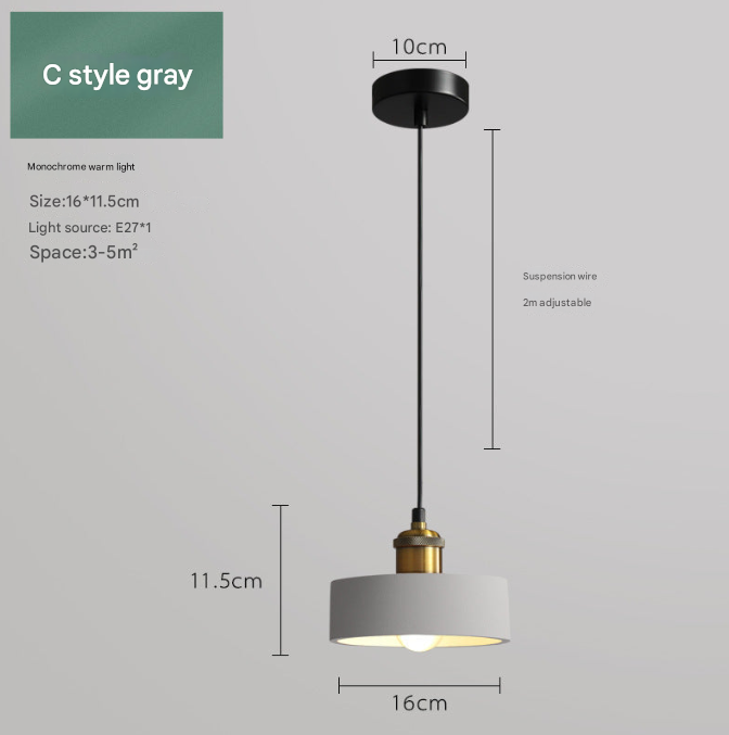 Nordic Industrial Style Three-head Restaurant Chandelier Macaron Simple Dining Table Bar Chandelier Bedroom Bedside Small Chandelier