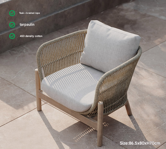 Nordic Teak Rope Outdoor Sofa Set – Outdoor Sofa Set with Coffee Table – Custom Made