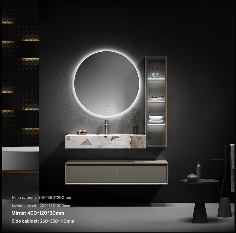 Wall-Mounted Stone Slab Vanity
