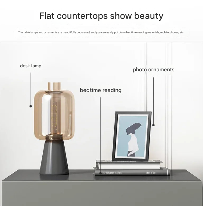 Custom Made Cream Minimalist MDF Bedside Table – Dual-Drawer Nightstand with Horizontal Black Handle