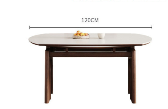Custom Made Retro Modern Solid Wood Dining Table – Italian Minimalist Rock Plate Top with Designer Chair Options