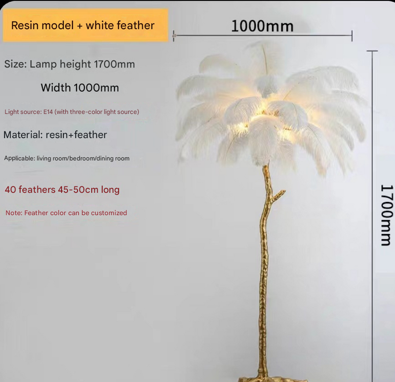 Nordic Feather Luxury Internet Celebrity Ostrich Ins Floor Lamp – Made-to-Order Lighting