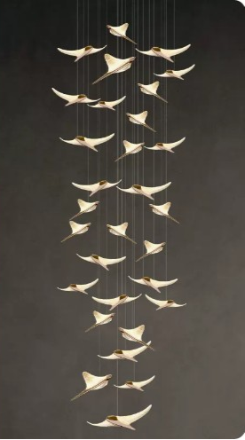 Flying Birds LED Stair Chandelier