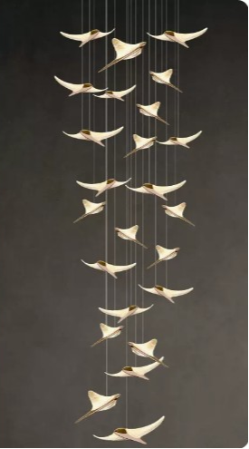 Flying Birds LED Stair Chandelier