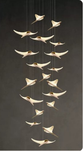 Flying Birds LED Stair Chandelier