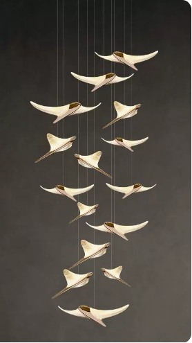Flying Birds LED Stair Chandelier