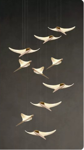 Flying Birds LED Stair Chandelier