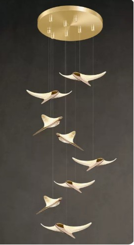 Flying Birds LED Stair Chandelier