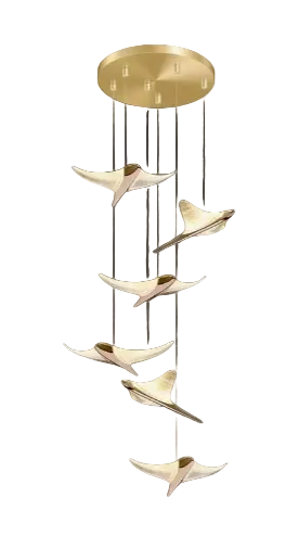 Flying Birds LED Stair Chandelier