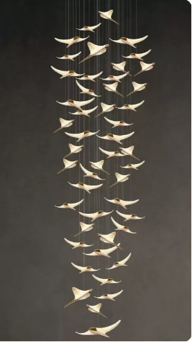 Flying Birds LED Stair Chandelier