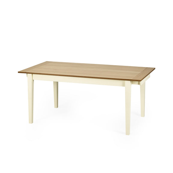 Wooden table with a white base on a white background