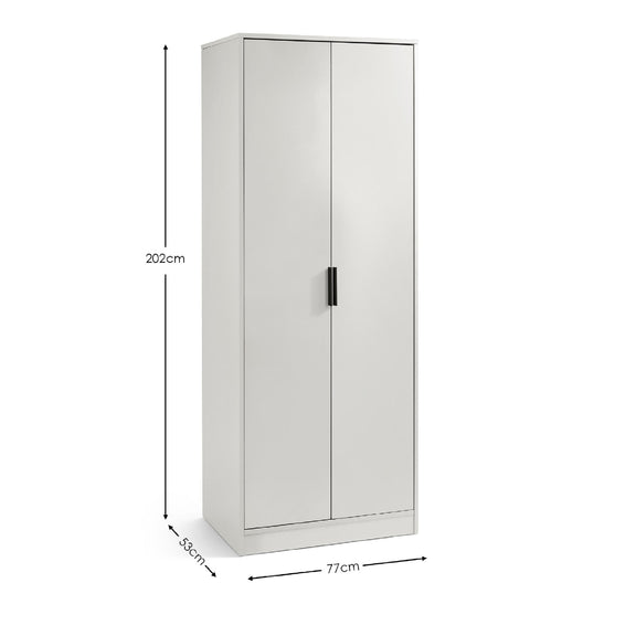White wardrobe with dimensions on a white background
