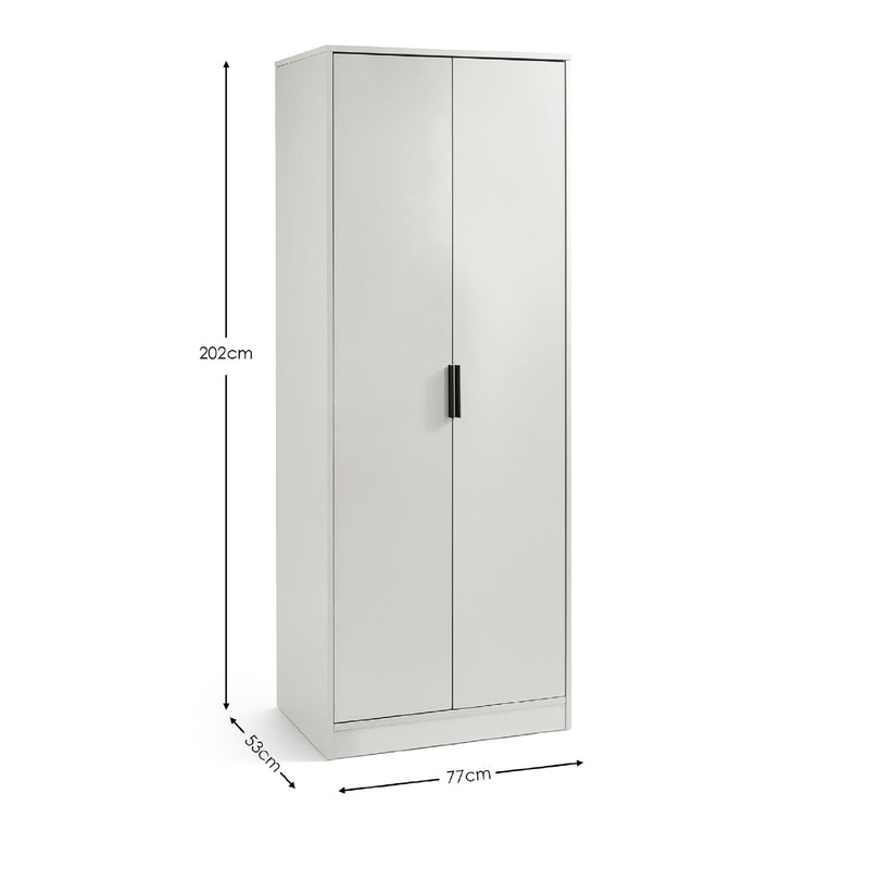 White wardrobe with dimensions on a white background