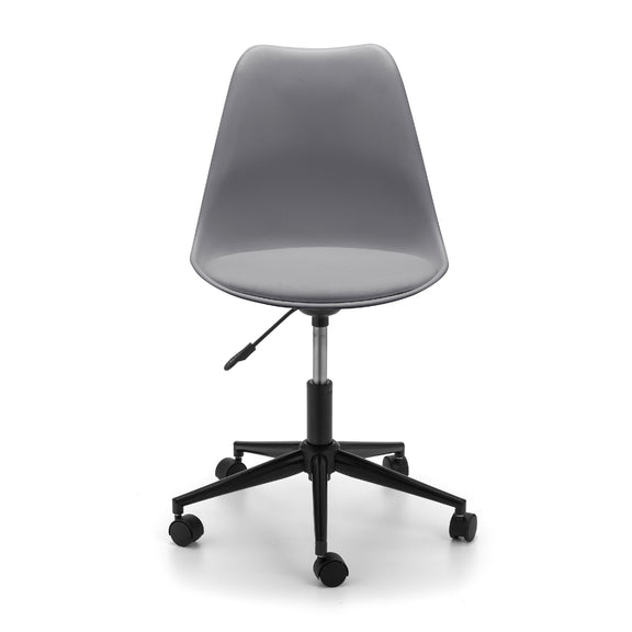 Gray office chair with black base on a white background