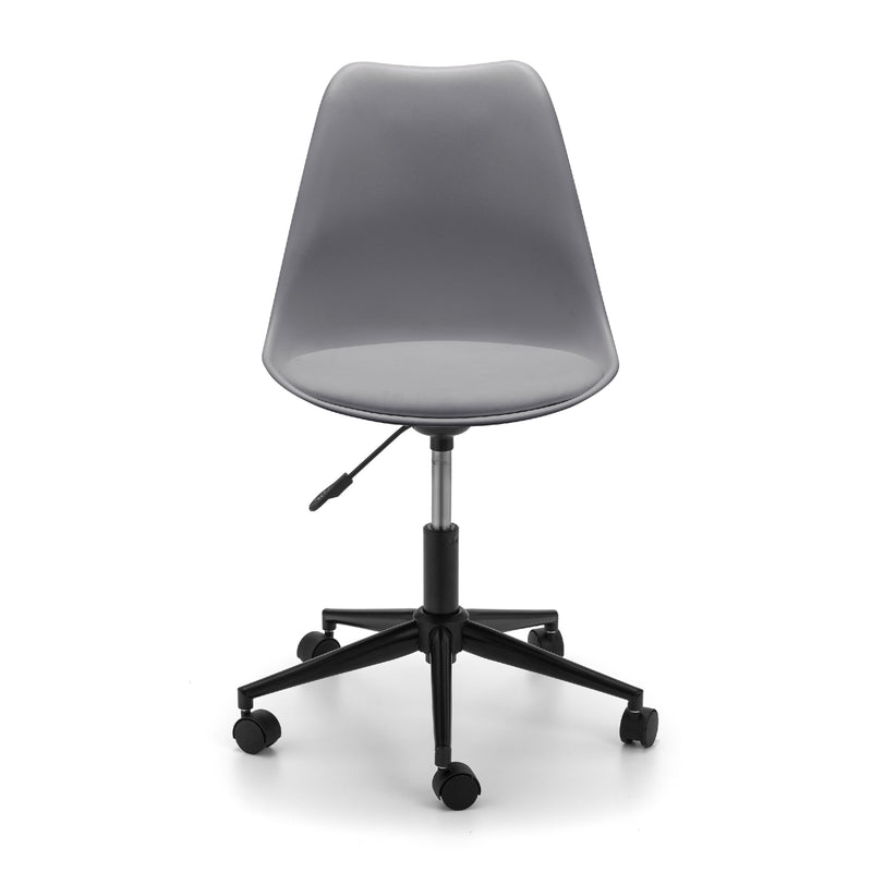 Gray office chair with black base on a white background