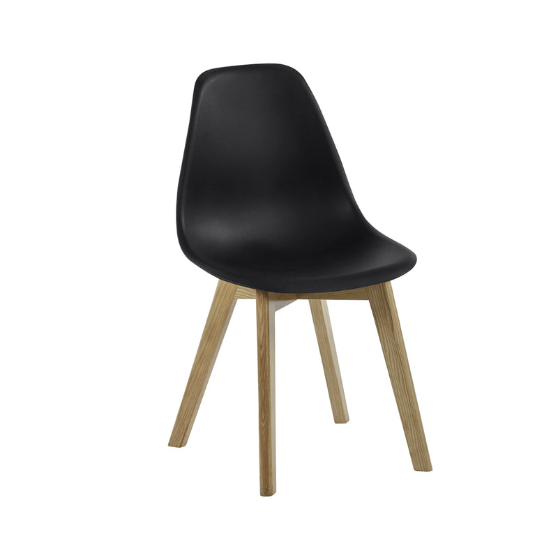 Black chair with wooden legs on a white background