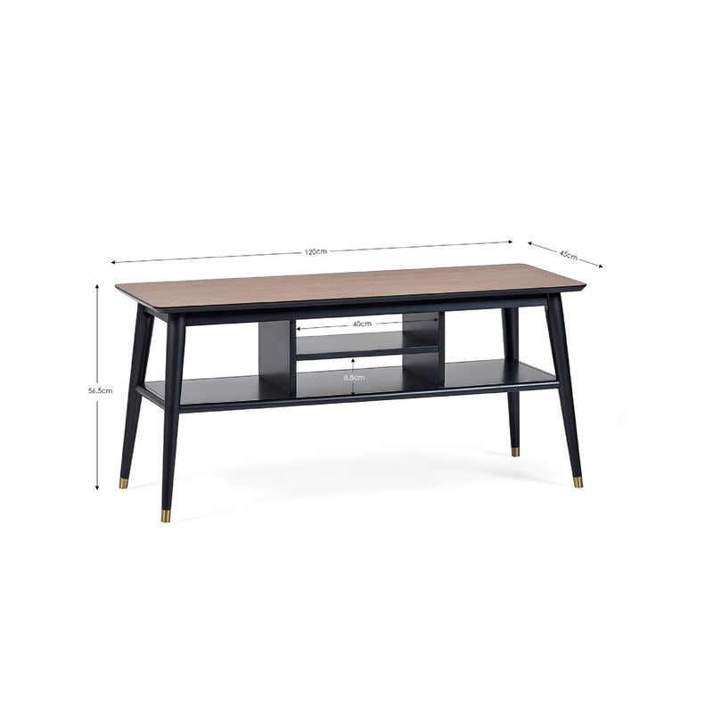 Coffee table with dimensions on a white background