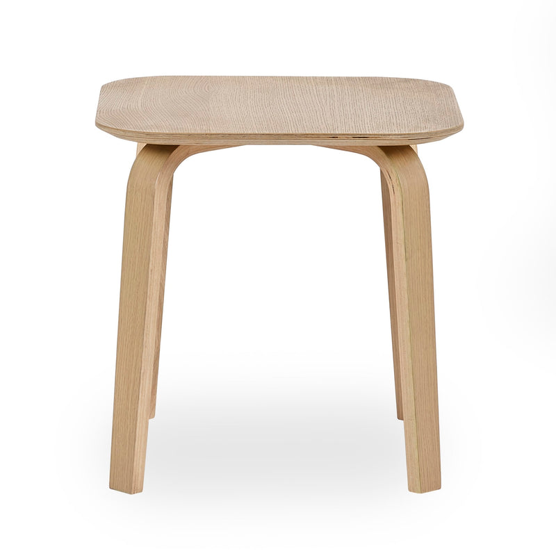 Beige stool with wooden legs on a white background