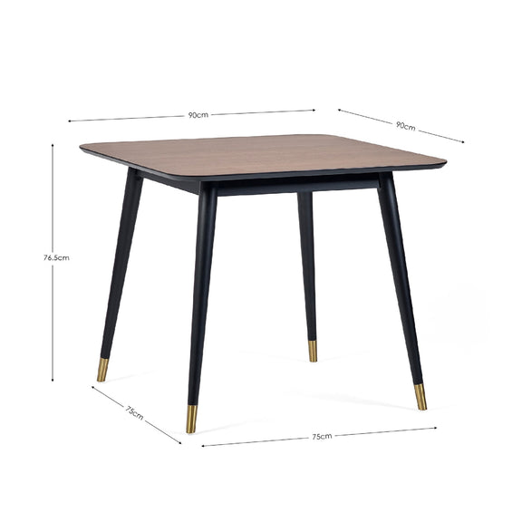 Dining table with dimensions labeled on a white background