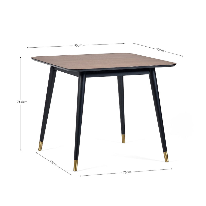 Dining table with dimensions labeled on a white background