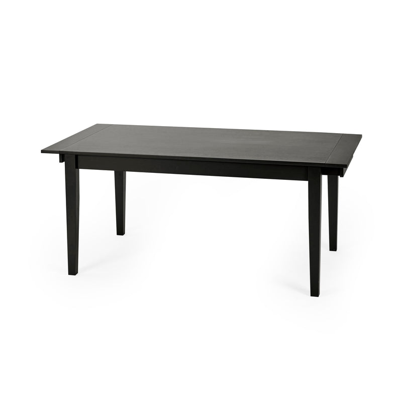 Black rectangular table on a white background