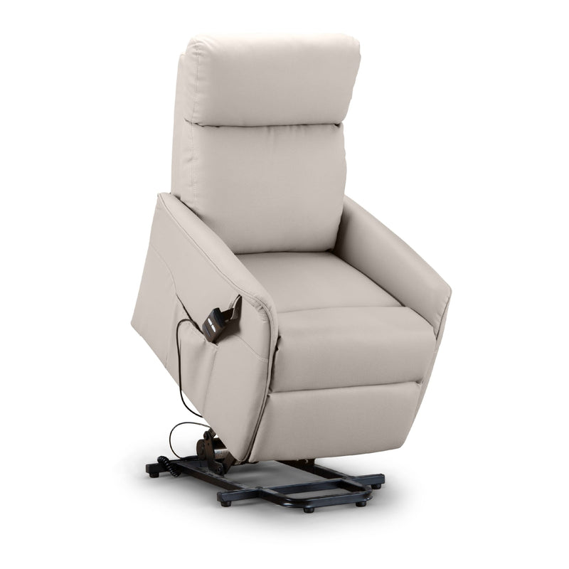 Beige recliner chair with power functions on a white background