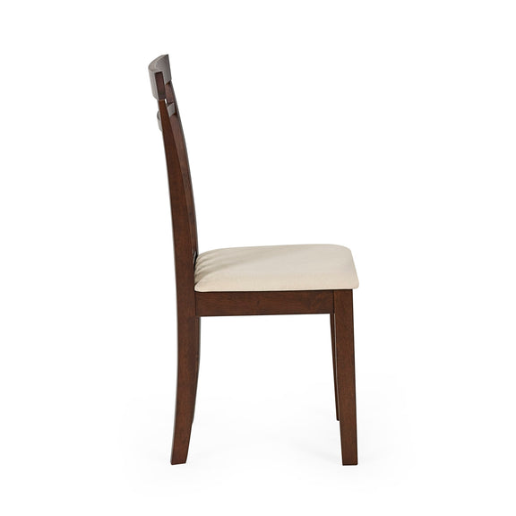 Wooden chair with a white cushion on a white background