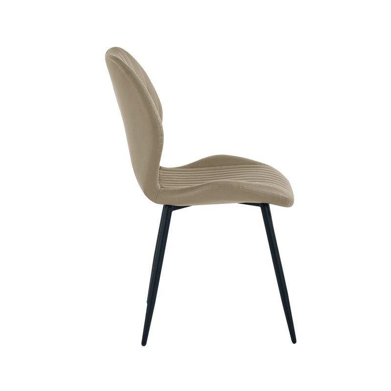 Beige chair with black legs on a white background