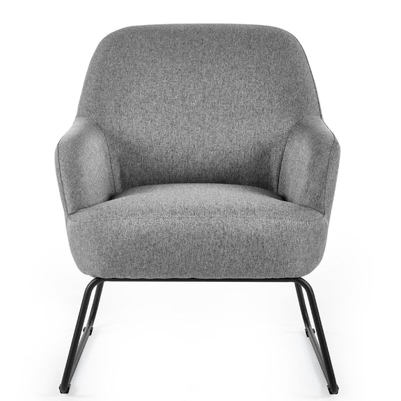 Gray armchair with black legs on a white background