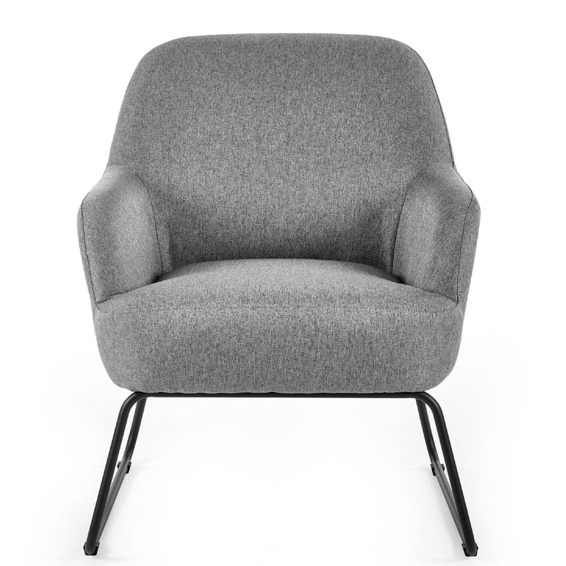 Gray armchair with black legs on a white background