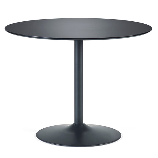 Black round table on a white background