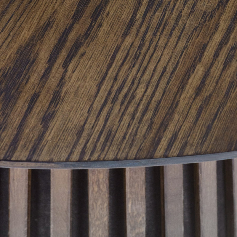 Close-up of a wooden surface with a slatted background