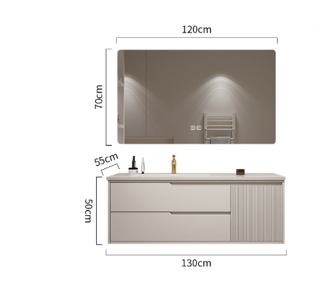 Cream Seamless Bathroom Vanity with Smart Mirror – Custom Made Bathroom Vanity