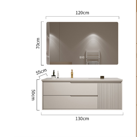 Cream Seamless Bathroom Vanity with Smart Mirror – Custom Made Bathroom Vanity