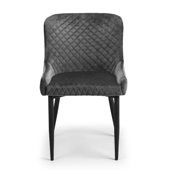 Gray quilted chair on a white background