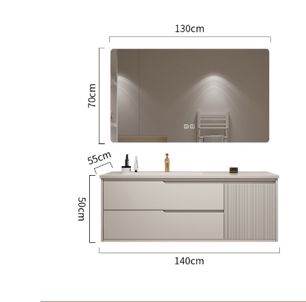 Cream Seamless Bathroom Vanity with Smart Mirror – Custom Made Bathroom Vanity