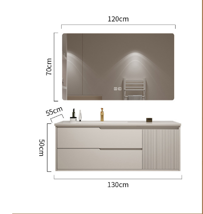 Cream Seamless Bathroom Vanity with Smart Mirror – Custom Made Bathroom Vanity