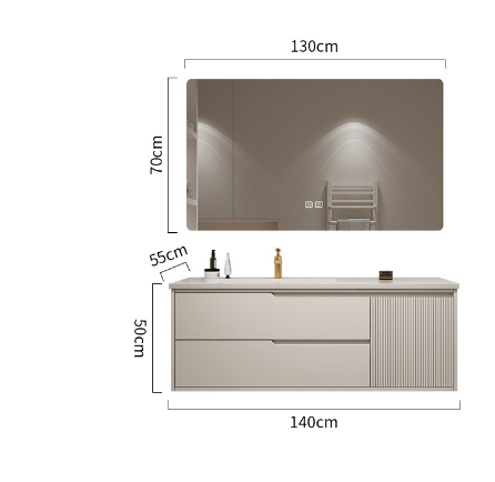 Cream Seamless Bathroom Vanity with Smart Mirror – Custom Made Bathroom Vanity
