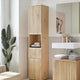 Bathroom with wooden tall cabinet and sink area