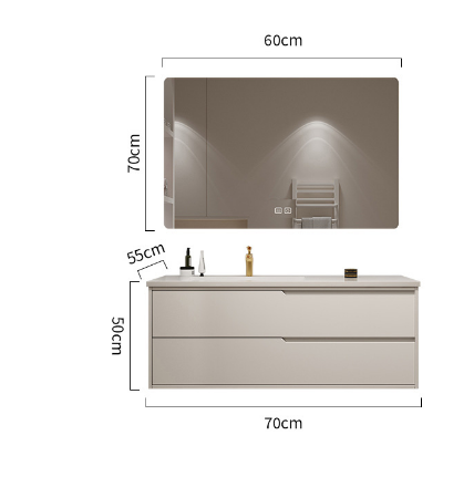 Cream Seamless Bathroom Vanity with Smart Mirror – Custom Made Bathroom Vanity