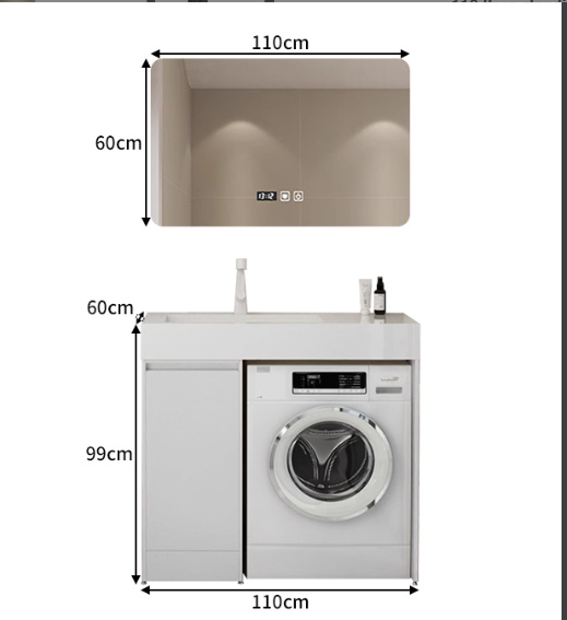 Floor Laundry Vanity with Rock Slab Basin – Custom Made Bathroom Vanity