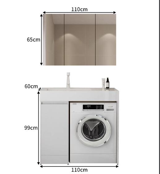 Floor Laundry Vanity with Rock Slab Basin – Custom Made Bathroom Vanity