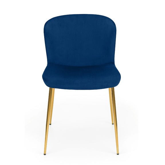 Blue chair with gold legs on a white background